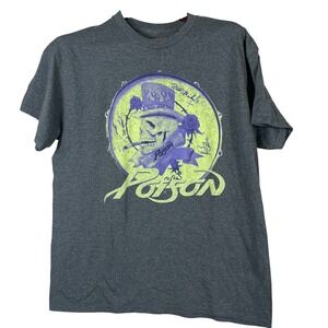 Poison Band Graphic T Shirt Mens L Gray Concert Rock Tee Cotton Honduras